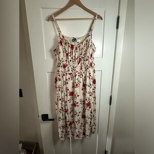 Cream & Floral below knee dress
